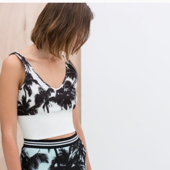 Zara Tropical Crop Top - Picture 1 of 2